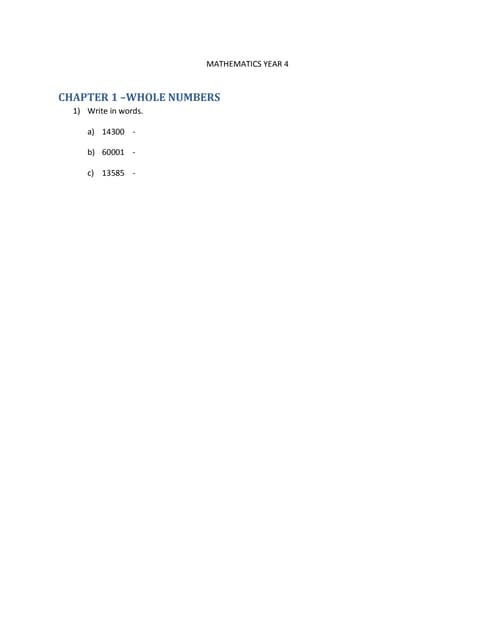 Year 4 mathematics exercise | PDF