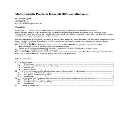 Mathematische Probleme LöSen Mit Mindmaps