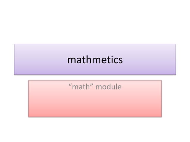 Mathemetics module