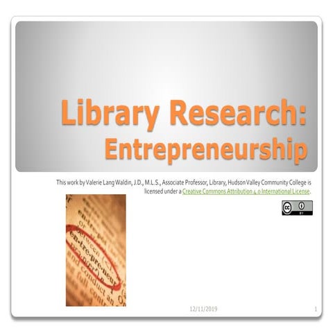 Introduction to Entrepreneurship Using referenceUSA