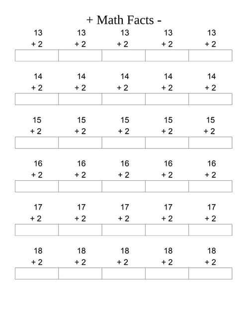 Math facts adding 2.2 | ODT