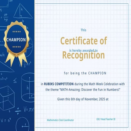 math fair certificate for school level competition | PPTX