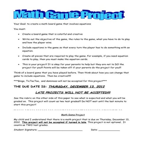 Math game project | PDF