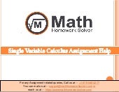 Single Variable Calculus Assignment Help | PPT
