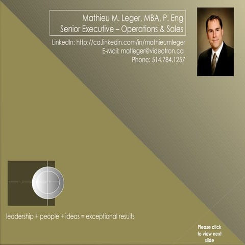 Mathieu M Leger Presentation