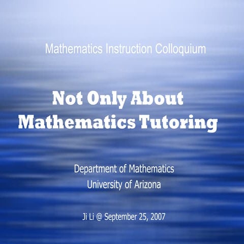 Not Only About Mathematics Tutoring