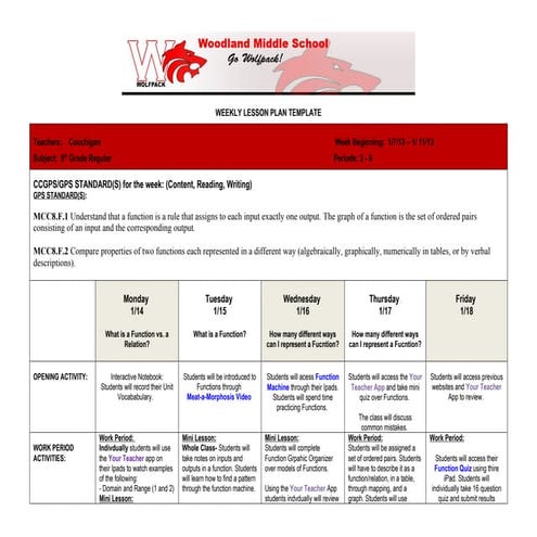 Math january 14   january 18  lesson plans functions