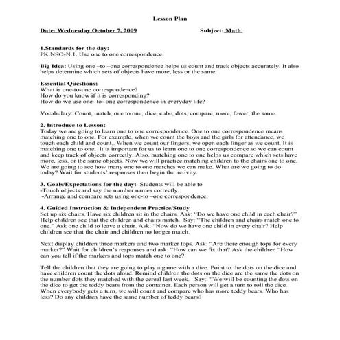 Math Lesson Plan Oct 7