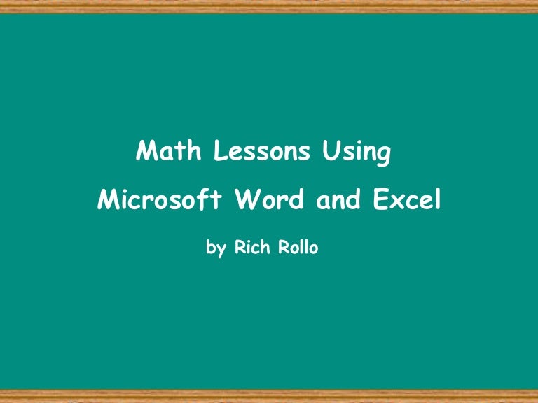 Math Lessons Using Word And Excel