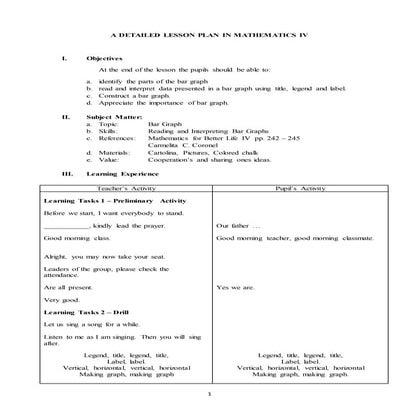 Lesson Plan i Mathematics