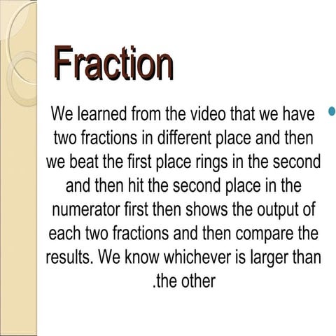 PowerPoint on Fractions ESL Native Arabic Speakers