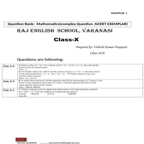 class x mathematics ncert exemplar.doc