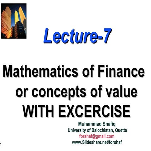 Math of finance with exercises
