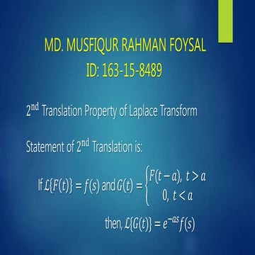 2^nd Translation Property of Laplace Transform