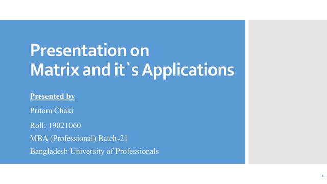 Matrix and It's Applications