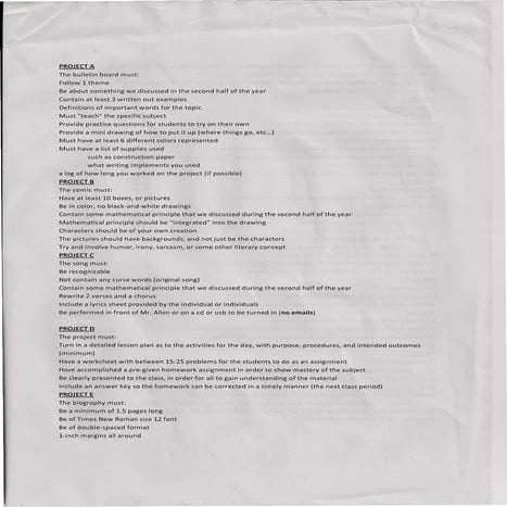 Math 4th Quarter Project