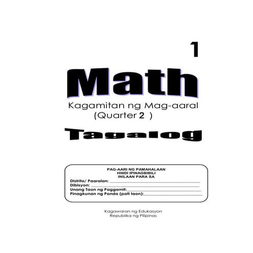 K TO 12 GRADE 1 LEARNING MATERIAL IN MATHEMATICS (Quarter 2)
