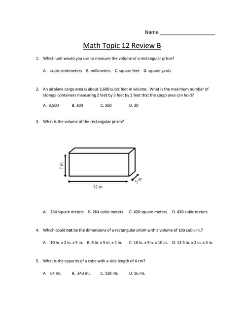 Math review 12 B