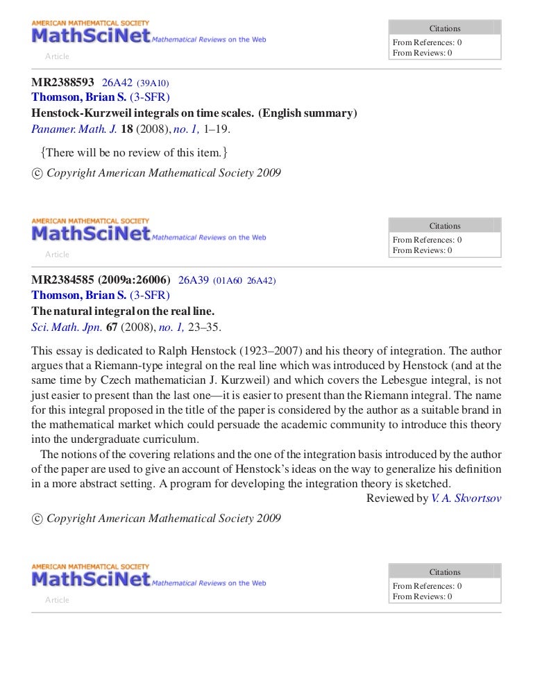Math Reviews of my papers