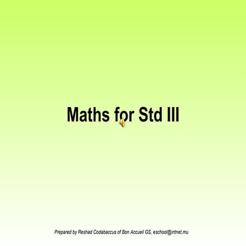 Mathematics for Std III - Addition