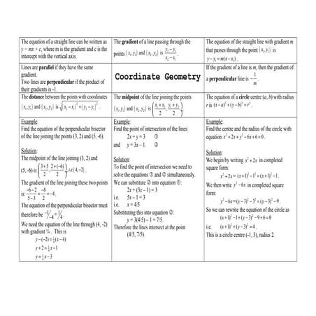 Maths   coordinate geometry formulas.