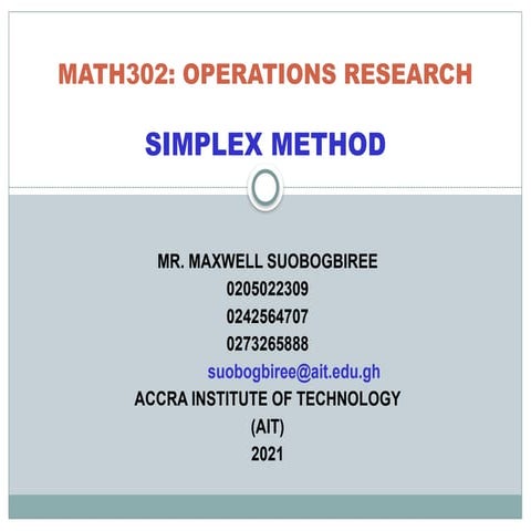 Simplex method (minimization) | PDF