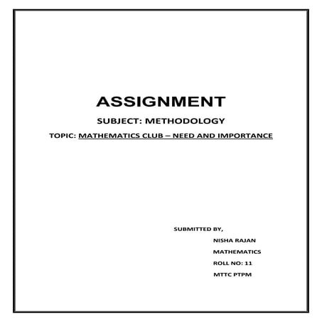Maths club assignment pdf