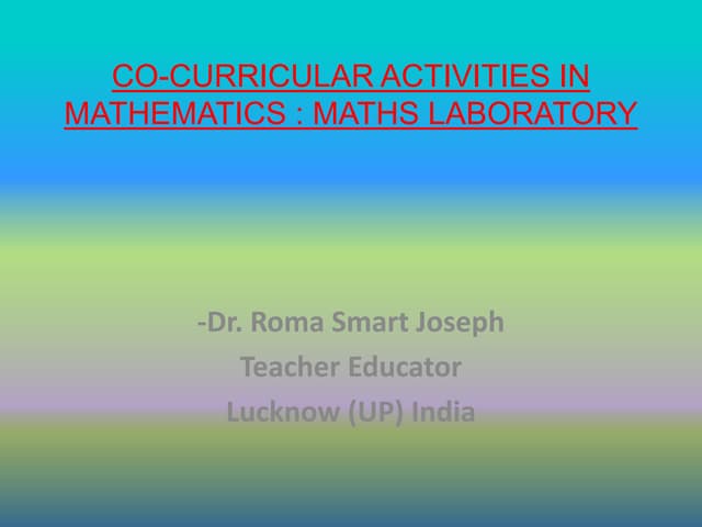 Maths Co-curricular Activities : Mathematics Laboratory
