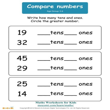 Compare Numbers – Maths Worksheets for Kids – Mocomi.com