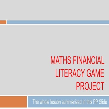 Maths Financial Literacy Game Project