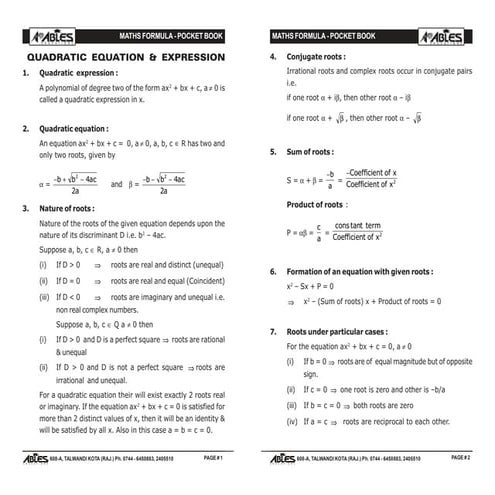 Maths formulae booklet (iit jee)