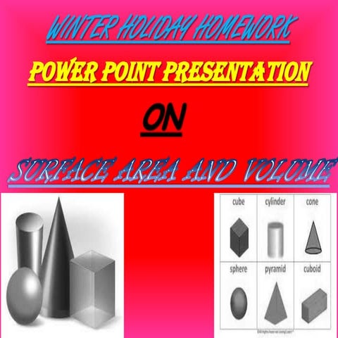 Surface area and volume for class 9