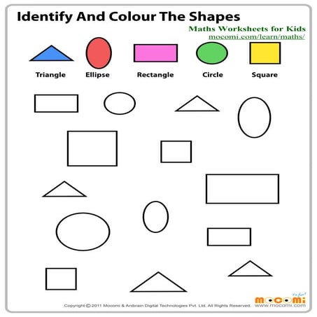 Identify and Colour the Shapes – Maths Worksheets for Kids – Mocomi.com