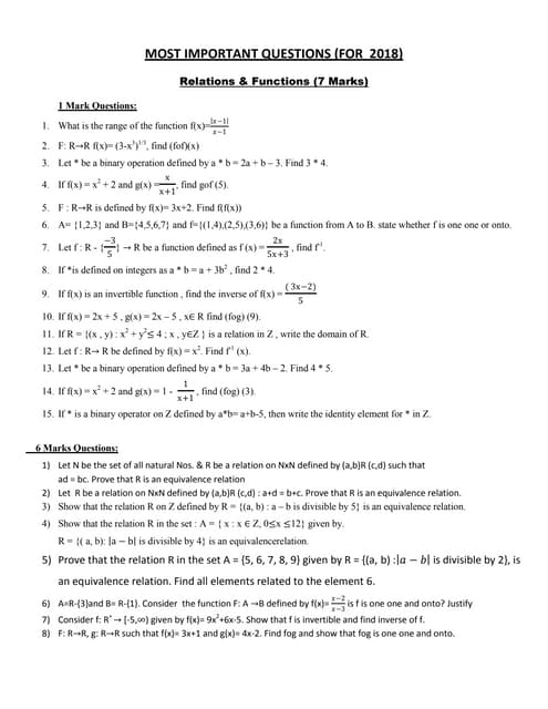 Maths imp questions for 2018