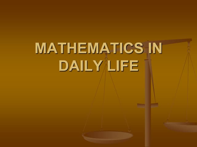 Maths in daily life