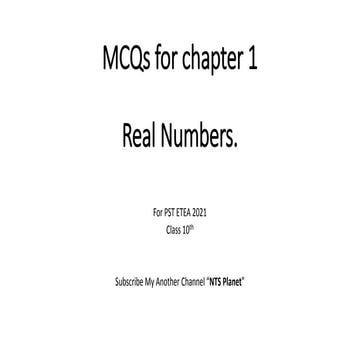 Real Numbers Maths mcqs (aptitude questions) for etea nts 2021 | PPTX