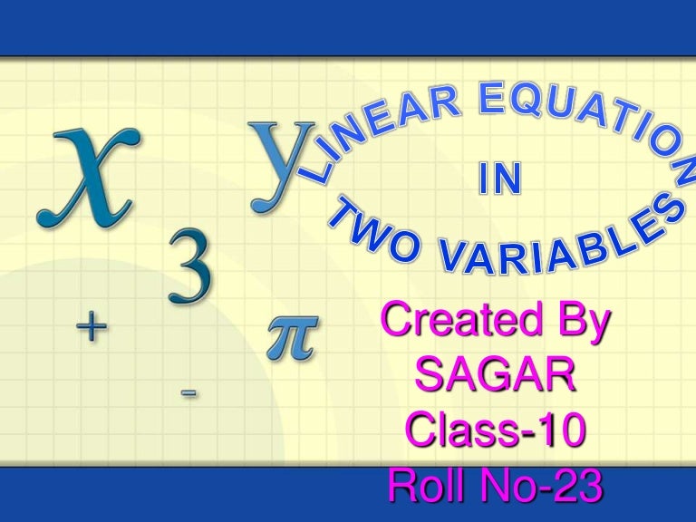 PPT on Linear Equations in two variables