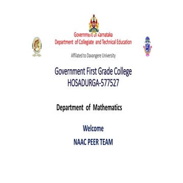Maths PPT for the presentation for NAAC PEER Team Visit