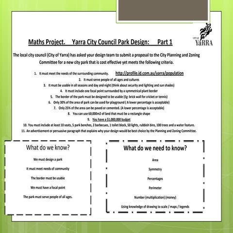 Maths project: Urban Park