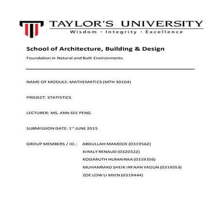 Maths Survey Report final project | DOCX