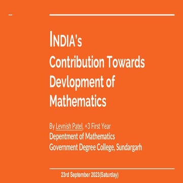 India's contribution towards development of mathematics | PDF