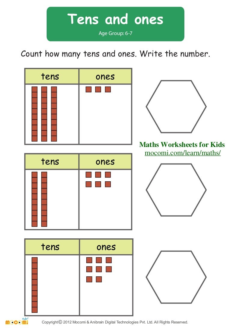 worksheet Tens And Ones Worksheets First Grade workbooks math tens and ones worksheets first grade free maths for kids mocomi com