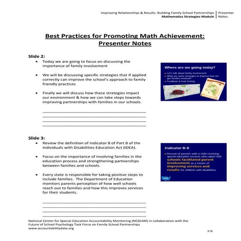 Unit 6: Math Strategies - Parental Involvement Notes
