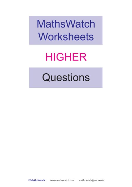 Maths Higher worksheets