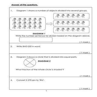 Ujian Matematik Tahun 3 Kertas 2