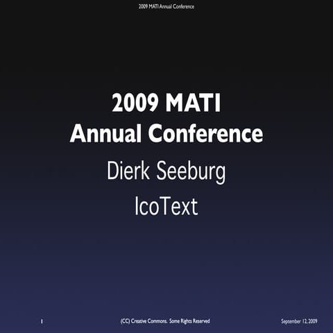 MATI 2009 Conference: CAT Tools