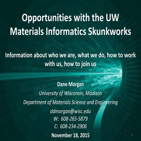 Materials informatics skunkworks overview 2015-11-18 1.1