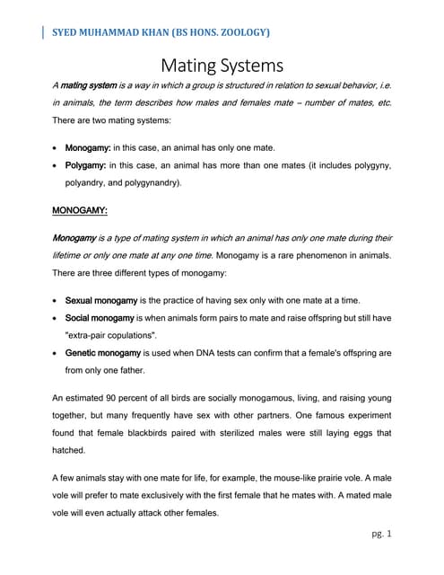 Mating Systems