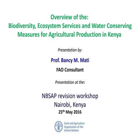 Biodiversity, Ecosystem Services and Water Conserving Measures for Agricultur...