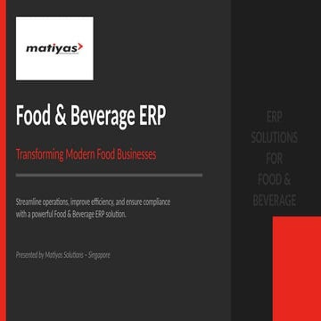 Food & Beverage ERP Solutions for Modern Food Manufacturing Businesses ...